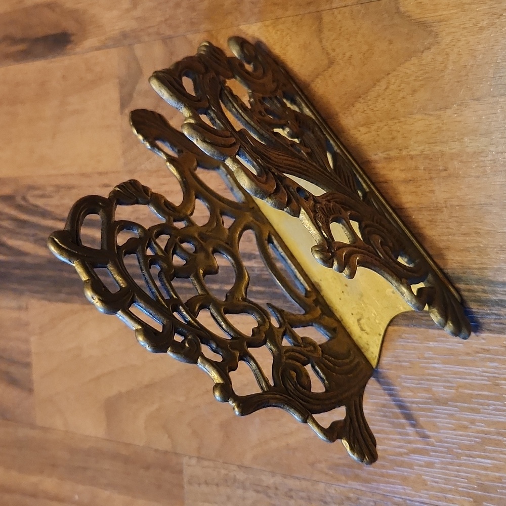 Vintage Brass Art Nouveau Style Napkin Holder - Picture 3 of 13